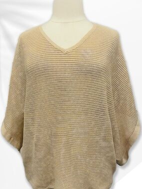 Beige V-Neck Lightweight Knit Sweater XL